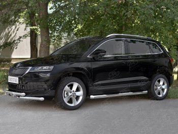 23 799 р. Защита переднего бампера (2 трубы Ø63 мм, нержавейка) SLITKOFF Skoda Karoq NU7 дорестайлинг (2017-2021)  с доставкой в г. Йошкар-Ола. Увеличить фотографию 3