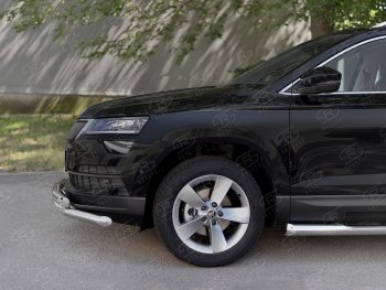 23 799 р. Защита переднего бампера (2 трубы Ø63 мм, нержавейка) SLITKOFF Skoda Karoq NU7 дорестайлинг (2017-2021)  с доставкой в г. Йошкар-Ола. Увеличить фотографию 4