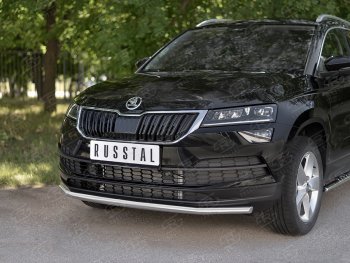 13 499 р. Защита переднего бампера (Ø42 мм, нержавейка) SLITKOFF Skoda Karoq NU7 дорестайлинг (2017-2021)  с доставкой в г. Йошкар-Ола. Увеличить фотографию 2