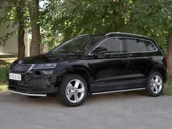 13 499 р. Защита переднего бампера (Ø42 мм, нержавейка) SLITKOFF Skoda Karoq NU7 дорестайлинг (2017-2021)  с доставкой в г. Йошкар-Ола. Увеличить фотографию 3