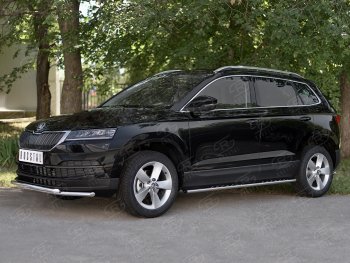 16 549 р. Защита переднего бампера (2 трубы Ø42 мм, нержавейка) SLITKOFF Skoda Karoq NU7 дорестайлинг (2017-2021)  с доставкой в г. Йошкар-Ола. Увеличить фотографию 3