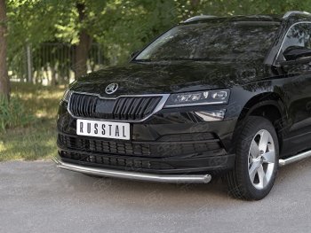 14 349 р. Защита переднего бампера (Ø63 мм, нержавейка) SLITKOFF Skoda Karoq NU7 дорестайлинг (2017-2021)  с доставкой в г. Йошкар-Ола. Увеличить фотографию 2