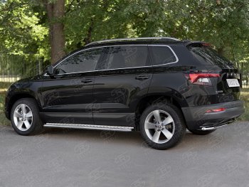 12 649 р. Защита заднего бампера (Ø42 мм, нержавейка) SLITKOFF Skoda Karoq NU7 дорестайлинг (2017-2021)  с доставкой в г. Йошкар-Ола. Увеличить фотографию 4