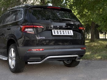 12 999 р. Защита заднего бампера (Ø42 мм волна, нержавейка) SLITKOFF Skoda Karoq NU7 дорестайлинг (2017-2021)  с доставкой в г. Йошкар-Ола. Увеличить фотографию 2