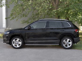 20 749 р. Защита порогов Russtal труба 75х42 овал с проступью Skoda Karoq NU7 дорестайлинг (2017-2021)  с доставкой в г. Йошкар-Ола. Увеличить фотографию 3