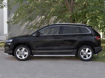 18 799 р. Защита порогов на SLITKOFF труба d63  Skoda Karoq  NU7 (2017-2025) дорестайлинг, рестайлинг (защита порогов с заглушками на торцах)  с доставкой в г. Йошкар-Ола. Увеличить фотографию 3