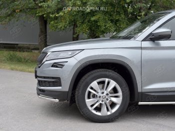 19 799 р. Защита переднего бампера (Ø63 мм, нержавейка) SLITKOFF Skoda Kodiaq NU7 дорестайлинг (2017-2021)  с доставкой в г. Йошкар-Ола. Увеличить фотографию 2