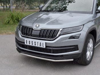 15 249 р. Защита переднего бампера (Ø42 мм, нержавейка) SLITKOFF Skoda Kodiaq NU7 дорестайлинг (2017-2021)  с доставкой в г. Йошкар-Ола. Увеличить фотографию 3