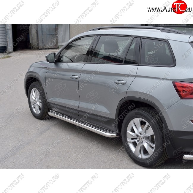 31 599 р. Широкая защита порогов с трубой диаметром 63 мм SLITKOFF v1  Skoda Kodiaq  NU7 (2017-2021) дорестайлинг  с доставкой в г. Йошкар-Ола