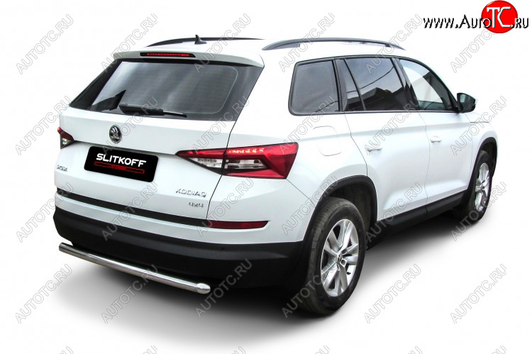 10 299 р. Защита заднего бампера Slitkoff (Ø 57 мм)  Skoda Kodiaq  NU7 (2017-2021) дорестайлинг (Нержавеющая сталь)  с доставкой в г. Йошкар-Ола