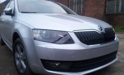 2 569 р. Сетка (для комплектации Ambition, Elegance) на бампер Russtal (черная) Skoda Octavia A7 дорестайлинг универсал (2012-2017)  с доставкой в г. Йошкар-Ола. Увеличить фотографию 3