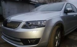 2 699 р. Сетка (для комплектации Ambition, Elegance) на бампер Russtal (хром) Skoda Octavia A7 дорестайлинг универсал (2012-2017)  с доставкой в г. Йошкар-Ола. Увеличить фотографию 2