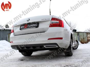 2 399 р. Накладка бампера (диффузор) MV-Tuning Skoda Octavia A7 дорестайлинг лифтбэк (2012-2017) (Глянец, Неокрашенная)  с доставкой в г. Йошкар-Ола. Увеличить фотографию 2