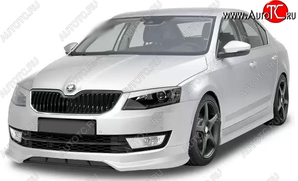 5 999 р. Накладка на передний бампер CT Skoda Octavia A7 дорестайлинг универсал (2012-2017) (Неокрашенная)  с доставкой в г. Йошкар-Ола