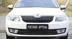 979 р. Зимняя заглушка решетки переднего бампера РА Skoda Octavia A7 рестайлинг универсал (2016-2020)  с доставкой в г. Йошкар-Ола. Увеличить фотографию 2