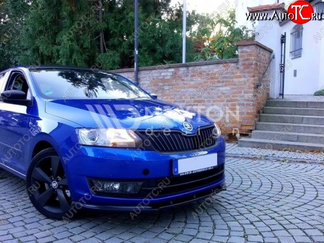 6 299 р. Накладка на передний бампер Splitter Skoda Rapid NH3 дорестайлинг лифтбэк (2012-2017) (Неокрашенная)  с доставкой в г. Йошкар-Ола