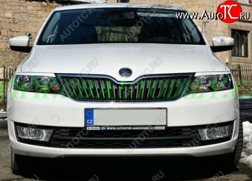 1 099 р. Реснички на фары CT Skoda Rapid NH3 дорестайлинг лифтбэк (2012-2017) (Неокрашенные)  с доставкой в г. Йошкар-Ола