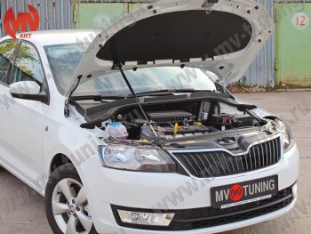 2 969 р. Упор капота MV-Tuning (одинарный) Skoda Rapid NH1 хэтчбэк дорестайлинг (2012-2017)  с доставкой в г. Йошкар-Ола. Увеличить фотографию 2