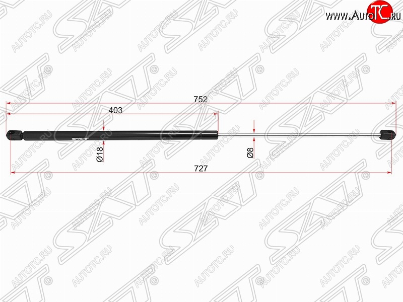 839 р. Газовый упор капота SAT  Skoda Superb ( B6 (3T),  B6 (3T5),  (B6) 3T,  B8 (3V),  B8 (3V5)) (2008-2024) лифтбэк дорестайлинг, универсал доресталийнг, лифтбэк рестайлинг, универсал рестайлинг, лифтбэк дорестайлинг, универсал дорестайлинг, лифтбэк рестайлинг, универсал рестайлинг  с доставкой в г. Йошкар-Ола