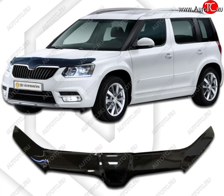 2 699 р. Дефлектор капота CA-Plastiс exclusive Skoda Yeti (2013-2018) (Classic черный, Без надписи)  с доставкой в г. Йошкар-Ола