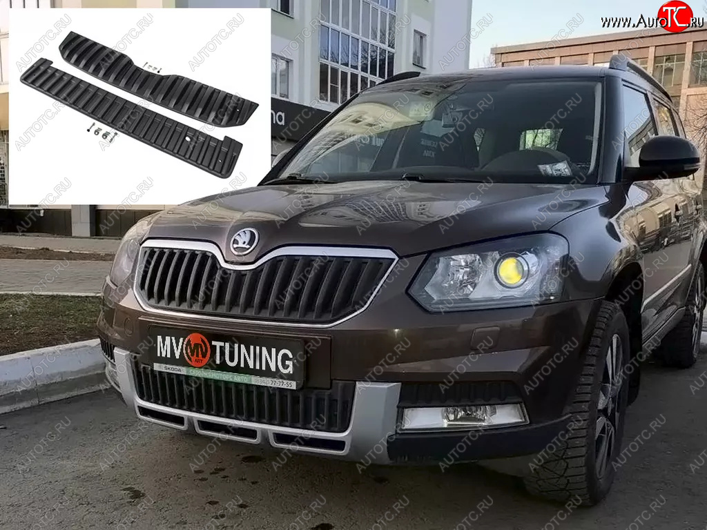 2 999 р. Заглушка решетки радиатора (верхняя, OUTDOOR) MV-Tuning  Skoda Yeti (2013-2018) (Текстурная поверхность)  с доставкой в г. Йошкар-Ола