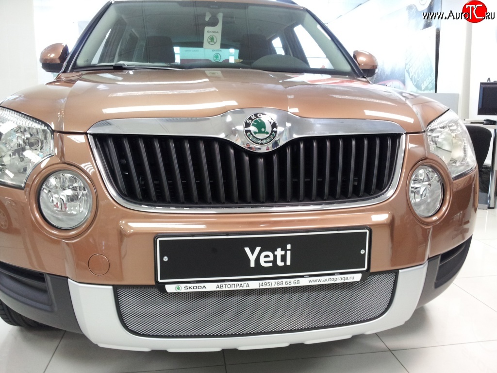 2 199 р. Сетка на бампер Russtal (хром) Skoda Yeti (2009-2013)  с доставкой в г. Йошкар-Ола