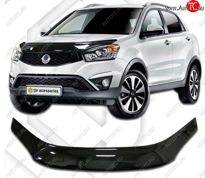 2 369 р. Дефлектор капота CA-Plastiс exclusive  SSANGYONG Actyon (2013-2021) рестайлинг (Classic черный, Без надписи)  с доставкой в г. Йошкар-Ола