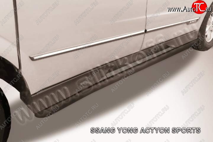 11 999 р. Защита порогов Slitkoff SSANGYONG Actyon Sport (2012-2024) (Цвет: серебристый)  с доставкой в г. Йошкар-Ола