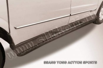 10 199 р. Защита порогов Slitkoff SSANGYONG Actyon Sport (2012-2025) (Цвет: серебристый)  с доставкой в г. Йошкар-Ола. Увеличить фотографию 1