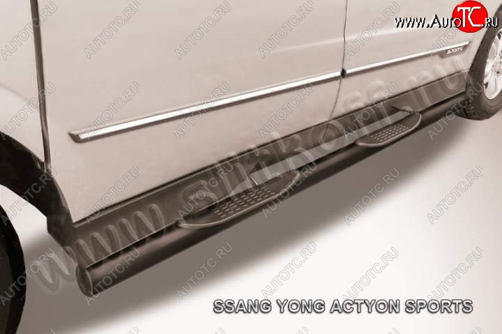 13 299 р. Защита порогов Slitkoff SSANGYONG Actyon Sport (2012-2024) (Цвет: серебристый)  с доставкой в г. Йошкар-Ола