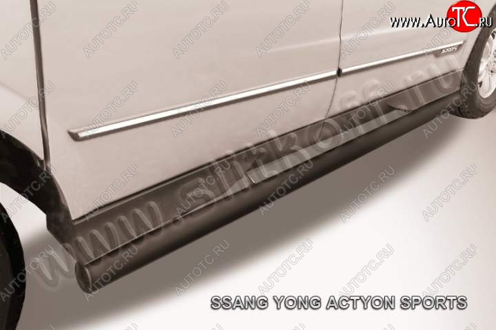 11 499 р. Защита порогов Slitkoff SSANGYONG Actyon Sport (2012-2024) (Цвет: серебристый)  с доставкой в г. Йошкар-Ола