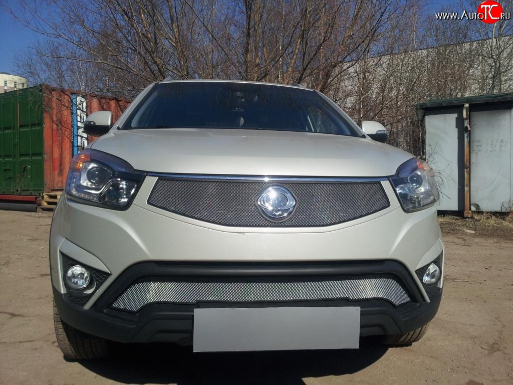 1 539 р. Верхняя сетка на бампер Russtal (хром)  SSANGYONG Actyon (2013-2021) рестайлинг  с доставкой в г. Йошкар-Ола