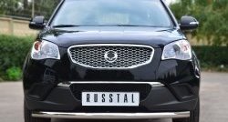 Одинарная защита переднего бампера диаметром 63 мм SLITKOFF SSANGYONG (Ссан) Actyon (Актион) (2010-2013) дорестайлинг