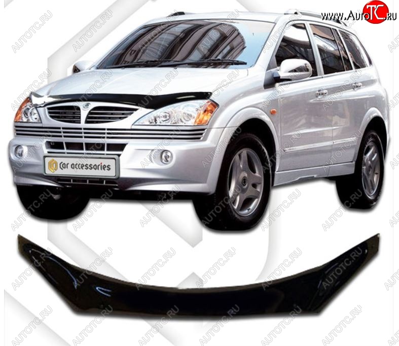 2 199 р. Дефлектор капота (exclusive ) CA-Plastiс SSANGYONG Kyron дорестайлинг (2005-2007) (серия Classic черный, Без надписи)  с доставкой в г. Йошкар-Ола