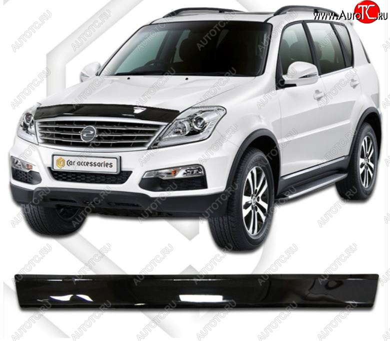 1 799 р. Дефлектор капота CA-Plastiс  SSANGYONG Rexton  Y290 (2012-2017) (Classic черный, Без надписи)  с доставкой в г. Йошкар-Ола