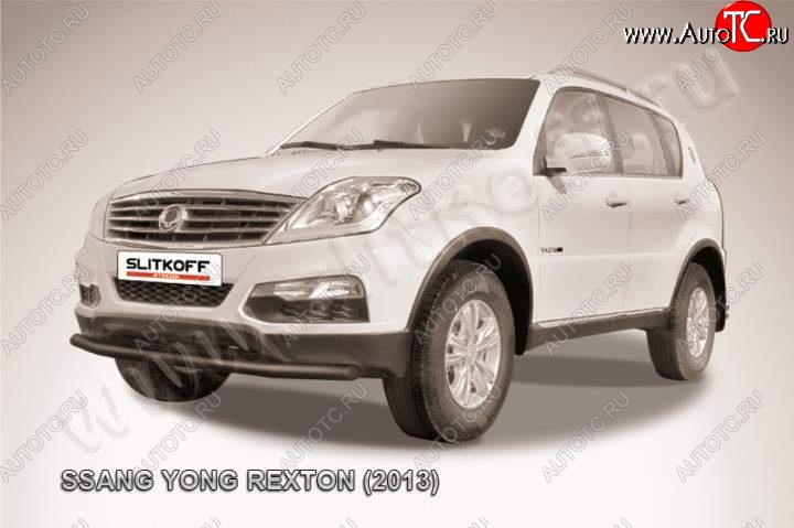 7 899 р. Защита переднего бампер Slitkoff  SSANGYONG Rexton  Y290 (2012-2017) (Цвет: серебристый)  с доставкой в г. Йошкар-Ола