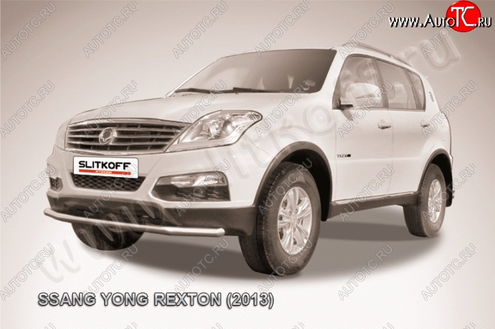 9 799 р. Одинарная защита переднего бампера диаметром 57 мм Slitkoff  SSANGYONG Rexton  Y290 (2012-2017) (Цвет: нержавеющая полированная сталь)  с доставкой в г. Йошкар-Ола