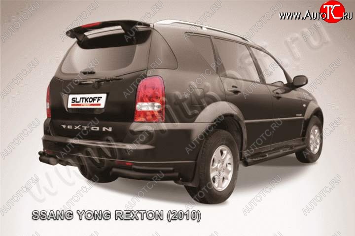 8 199 р. Уголки d76+d42 двойные SSANGYONG Rexton Y250 (2006-2012) (Цвет: серебристый)  с доставкой в г. Йошкар-Ола