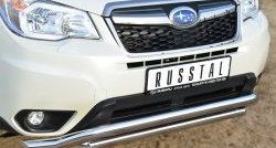 22 999 р. Защита переднего бампера (2 трубыØ63 мм, волна, нержавейка) SLITKOFF  Subaru Forester  SJ (2012-2016) дорестайлинг  с доставкой в г. Йошкар-Ола. Увеличить фотографию 2