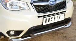 21 449 р. Защита переднего бампера (2 трубыØ76 и 63 мм, нержавейка) SLITKOFF  Subaru Forester  SJ (2012-2016) дорестайлинг  с доставкой в г. Йошкар-Ола. Увеличить фотографию 3