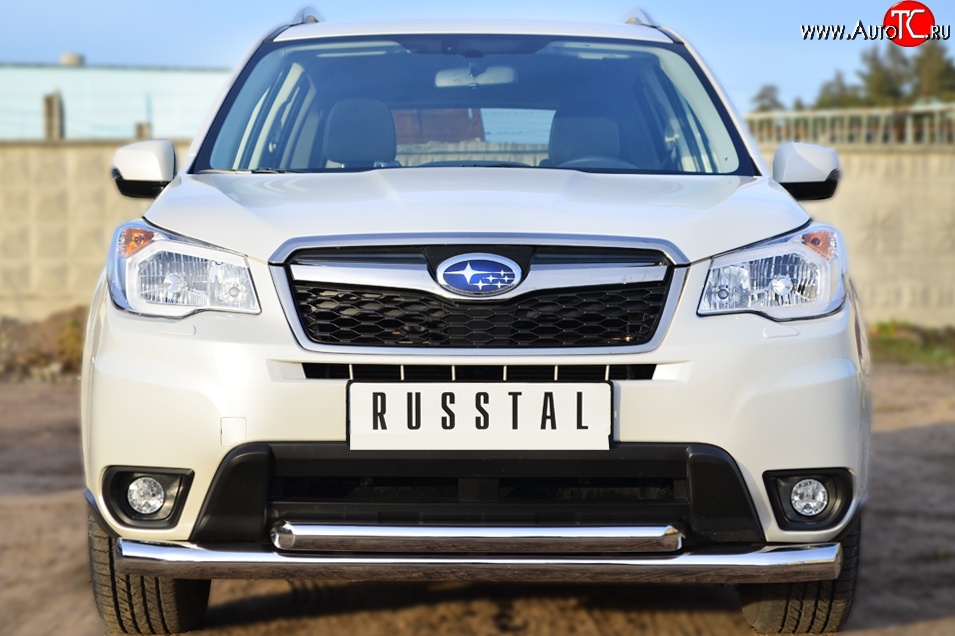 21 449 р. Защита переднего бампера (2 трубыØ76 и 63 мм, нержавейка) SLITKOFF  Subaru Forester  SJ (2012-2016) дорестайлинг  с доставкой в г. Йошкар-Ола