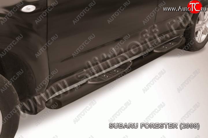 13 749 р. Защита порогов Slitkoff Subaru Forester SH (2008-2013) (Цвет: серебристый)  с доставкой в г. Йошкар-Ола