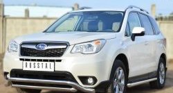 13 849 р. Защита порогов из круглой трубы диаметром 63 мм Russtal Subaru Forester SJ дорестайлинг (2012-2016) (Защита порогов с со скосами на торцах (вариант 1))  с доставкой в г. Йошкар-Ола. Увеличить фотографию 4