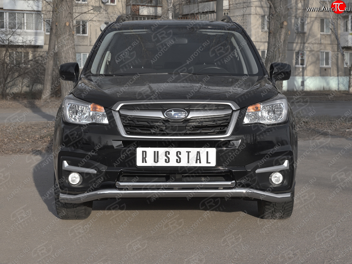 25 399 р. Защита переднего бампера (2 трубы Ø63 и 42 мм, нержавейка) SLITKOFF  Subaru Forester  SJ (2016-2019) рестайлинг  с доставкой в г. Йошкар-Ола