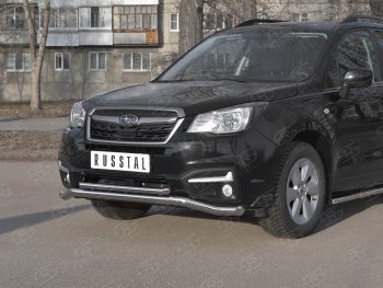 25 399 р. Защита переднего бампера (2 трубы Ø63 и 42 мм, нержавейка) SLITKOFF  Subaru Forester  SJ (2016-2019) рестайлинг  с доставкой в г. Йошкар-Ола. Увеличить фотографию 2