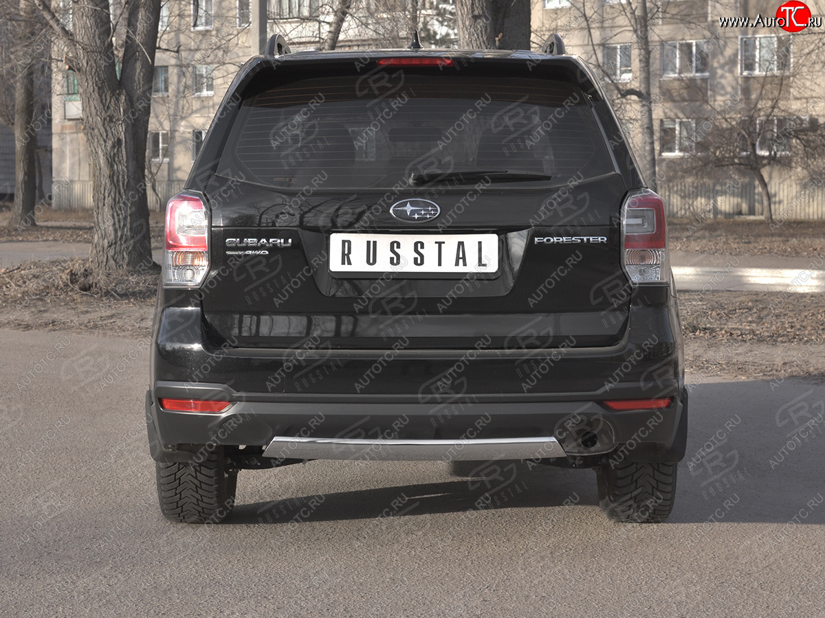 9 999 р. Защита заднего бампера (Ø75х42 мм, нержавейка) Russtal  Subaru Forester  SJ (2016-2019) рестайлинг  с доставкой в г. Йошкар-Ола