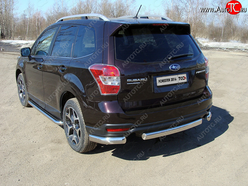 21 899 р. Защита заднего бампера (уголки овальные) ТСС 75х42 мм  Subaru Forester  SJ (2016-2019) рестайлинг (короткие, под брызговики)  с доставкой в г. Йошкар-Ола