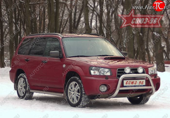 9 224 р. Защита переднего бампера Souz-96 (d60) Subaru Forester SG дорестайлинг (2002-2005)  с доставкой в г. Йошкар-Ола