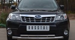 Защита переднего бампера (2 трубыØ63 и 42 мм, нержавейка) SLITKOFF Subaru (Субару) Forester (Форестер)  SH (2008-2013) SH