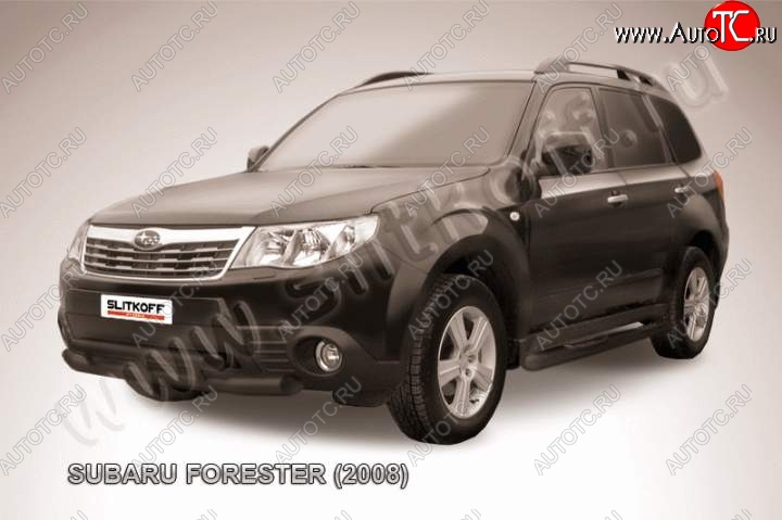 10 299 р. Защита переднего бампер Slitkoff  Subaru Forester  SH (2008-2013) (Цвет: серебристый)  с доставкой в г. Йошкар-Ола